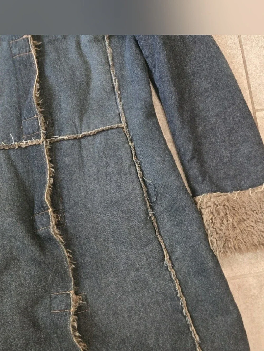 Next Denim Afghan Coat UK Sz 12 Penny Lane